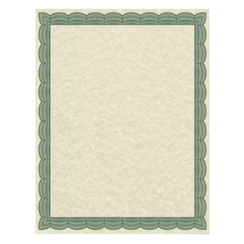 Parchment Certificates, Traditional, 8 1-2 X 11, Ivory W- Green Border, 50-pack