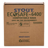 Ecosafe-6400 Bags, 13 Gal, 0.85 Mil, 24" X 30", Green, 45-box