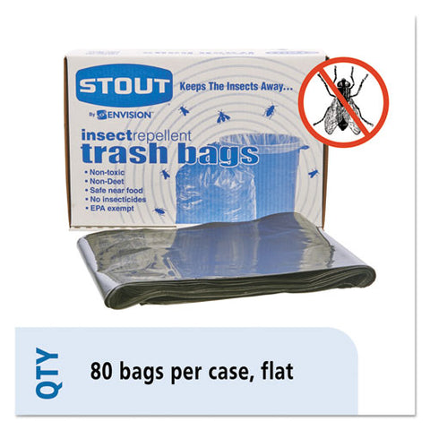 Insect-repellent Trash Bags, 35 Gal, 2 Mil, 33" X 45", Black, 80-box