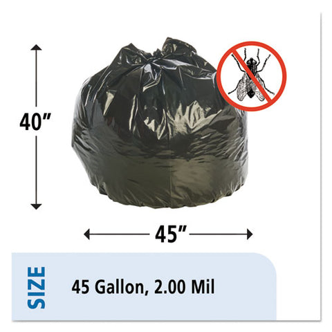 Insect-repellent Trash Bags, 45 Gal, 2 Mil, 40" X 45", Black, 65-box