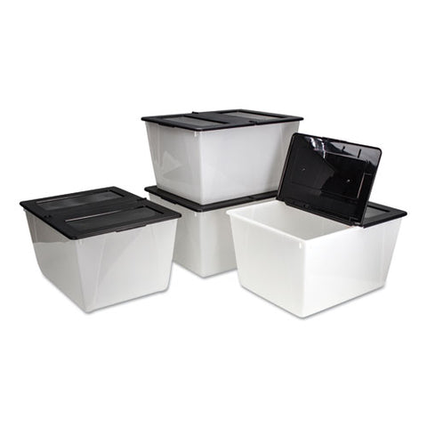 Storage Tote, 16 Gal, 22.7" X 18.25" X 12.86", Clear-black