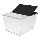 Storage Tote, 16 Gal, 22.7" X 18.25" X 12.86", Clear-black