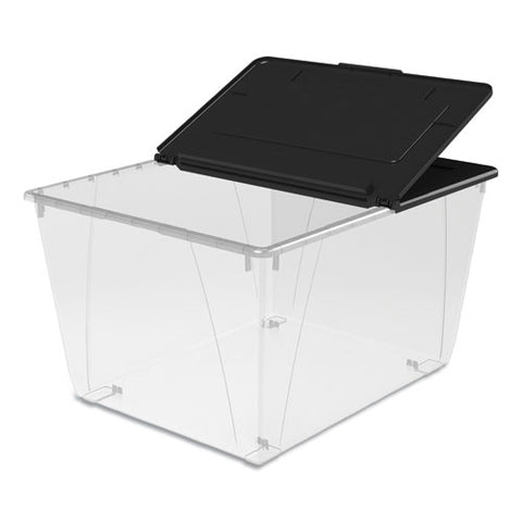 Storage Tote, 16 Gal, 22.7" X 18.25" X 12.86", Clear-black