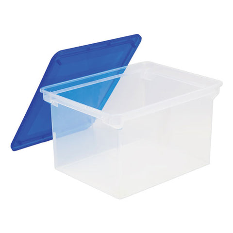 Plastic File Tote, Letter-legal Files, 18.5" X 14.25" X 10.88", Clear-blue