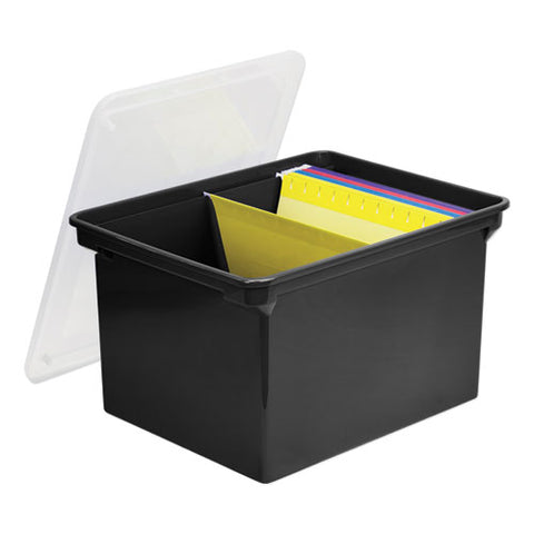 Plastic File Tote, Letter-legal Files, 18.5" X 14.25" X 10.88", Black-clear