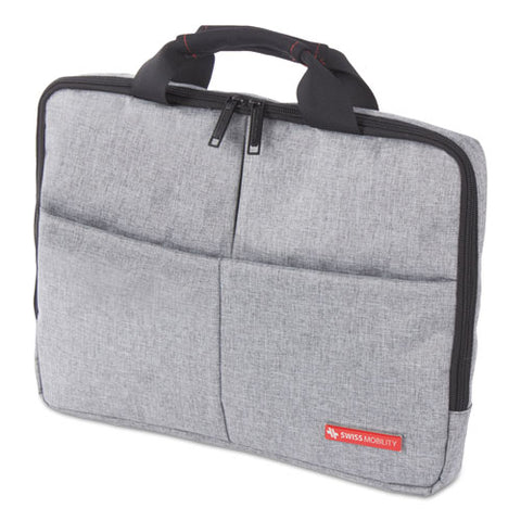 Sterling Slim Briefcase, Holds Laptops 14.1", 1.75" X 1.75" X 10.25", Gray