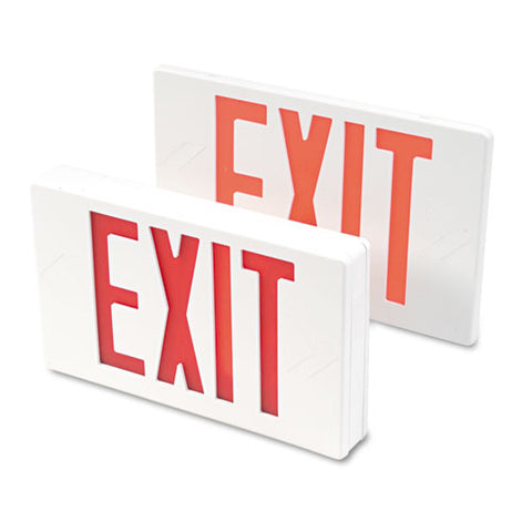 Led Exit Sign, Polycarbonate, 12 1-4" X 2 1-2" X 8 3-4", White