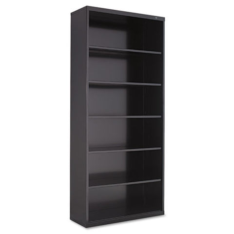 Metal Bookcase, Six-shelf, 34-1-2w X 13-1-2d X 78h, Black