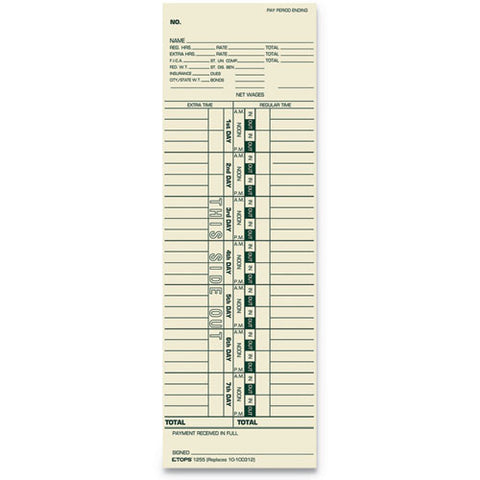 Time Card For Cincinnati-simplex, Weekly, 3 1-2 X 10 1-2, 500-box
