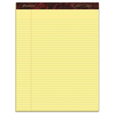 Gold Fibre Writing Pads, Narrow Rule, 8.5 X 11.75, Canary, 50 Sheets, Dozen