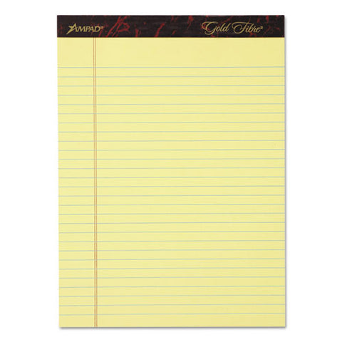 Gold Fibre Writing Pads, Wide-legal Rule, 8.5 X 11.75, Canary, 50 Sheets, 4-pack