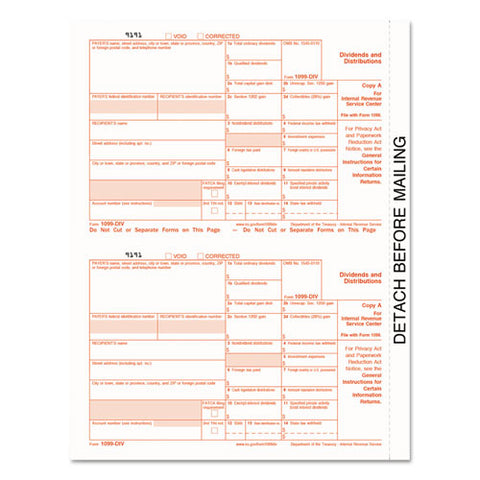 1099-div Tax Forms, 5-part, 5 1-2 X 8, Inkjet-laser, 24 1099s And 1 1096
