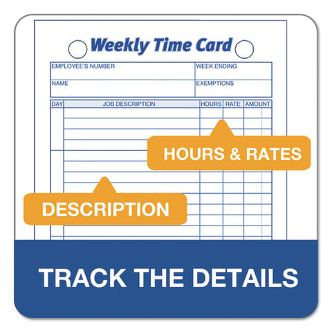 Employee Time Card, Weekly, 4 1-4 X 6 3-4, 100-pack