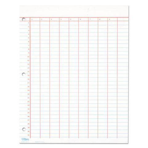 Data Pad W-numbered Column Headings, 11 X 8.5, White, 50 Sheets