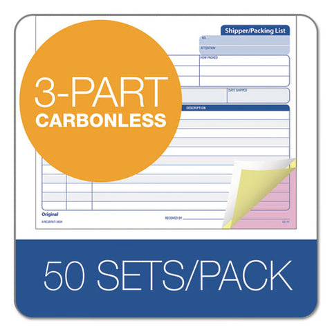 Snap-off Shipper-packing List, 8 1-2 X 7, Three-part Carbonless, 50 Forms