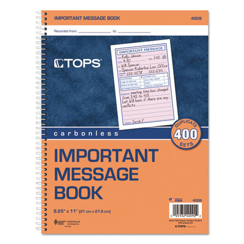 Telephone Message Book, Fax-mobile Section, 5 1-2 X 3 3-16, Two-part, 400-book