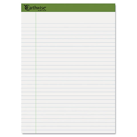 Earthwise By Oxford Recycled Pad, Legal Rule, 8.5 X 11.75, White, 40 Sheets, 4-pack