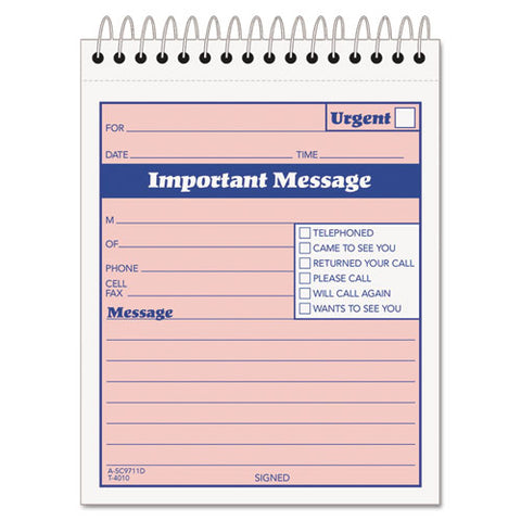 Telephone Message Book With Fax-mobile Section, 4-1-4 X 5 1-2, Two-part, 50-book