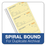 Money-rent Receipt Spiral Book, 2-3-4 X 4 3-4, 2-part Carbonless, 200 Sets-book