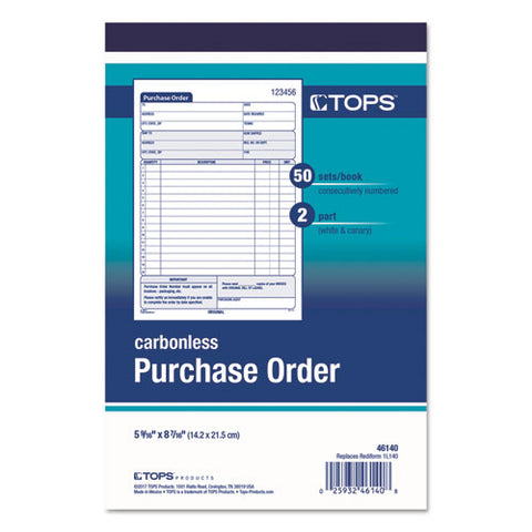 Purchase Order Book, 5 9-16 X 8 7-16, Two-part Carbonless, 50 Sets-book