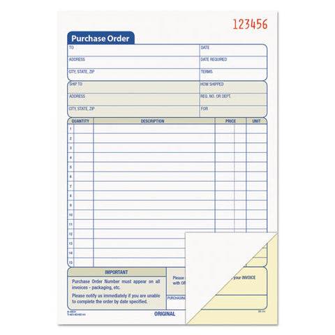 Purchase Order Book, 5 9-16 X 8 7-16, Two-part Carbonless, 50 Sets-book
