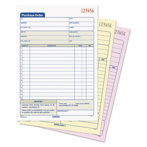 Purchase Order Book, 5 9-16 X 8 7-16, Three-part Carbonless, 50 Sets-book