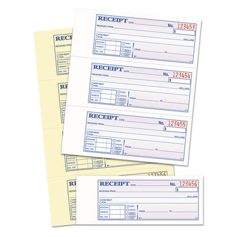 Money And Rent Receipt Books, 2-3-4 X 7 1-8, Two-part Carbonless, 200 Sets-book