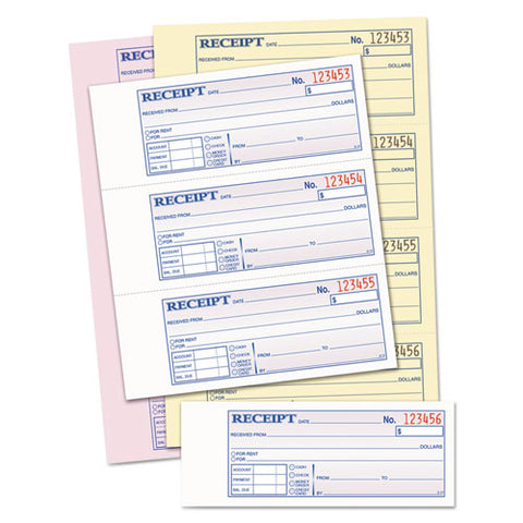 Money-rent Receipt Books, 2-3-4 X 7 1-8, Three-part Carbonless, 100 Sets-book