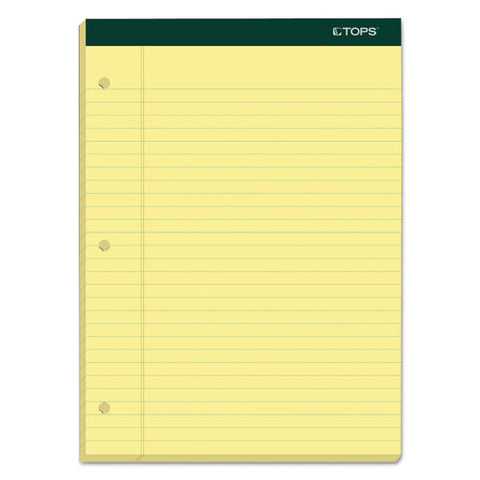 Double Docket Ruled Pads, Wide-legal Rule, 8.5 X 11.75, Canary, 100 Sheets, 6-pack