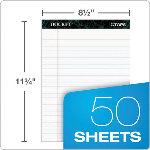 Docket Ruled Perforated Pads, Wide-legal Rule, 8.5 X 11.75, White, 50 Sheets, 6-pack