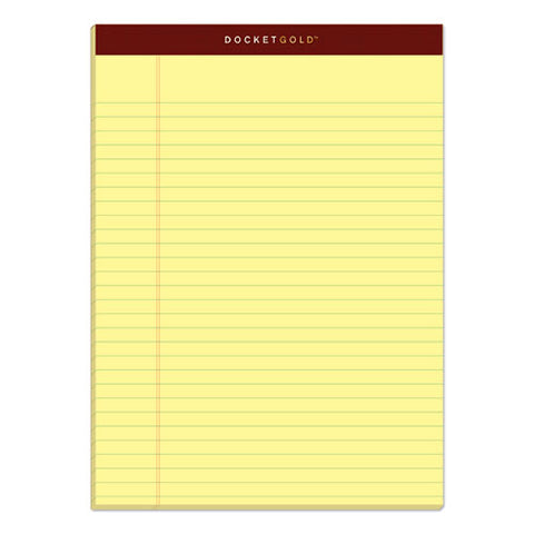 Docket Gold Ruled Perforated Pads, Wide-legal Rule, 8.5 X 11.75, Canary, 50 Sheets, 12-pack