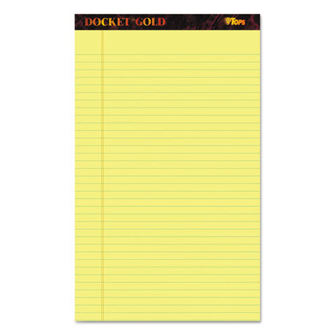 Docket Gold Ruled Perforated Pads, Wide-legal Rule, 8.5 X 14, Canary, 50 Sheets, 12-pack