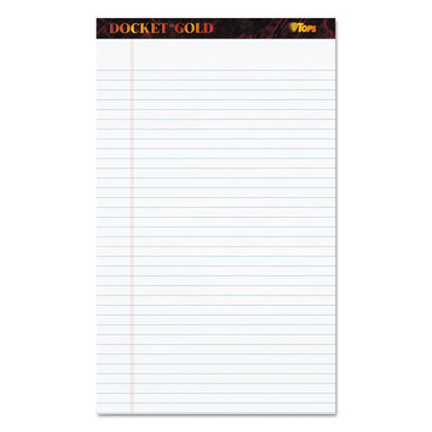 Docket Gold Ruled Perforated Pads, Wide-legal Rule, 8.5 X 14, White, 50 Sheets, 12-pack