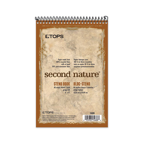 Second Nature Recycled Notebooks, Gregg Rule, 6 X 9, White, 80 Sheets