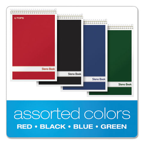 Steno Book, Gregg Rule, Assorted Covers, 6 X 9, 80 Green Tint Sheets, 4-pack