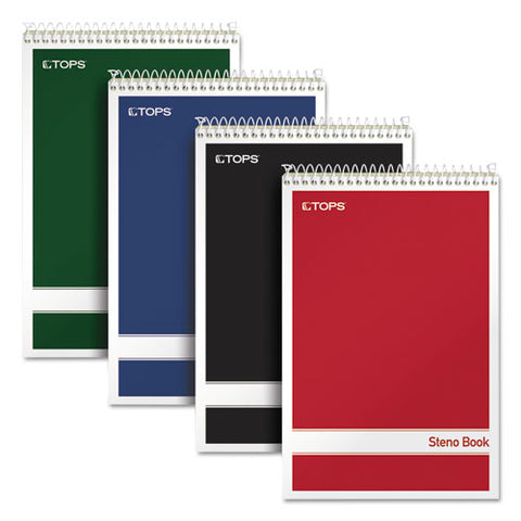 Steno Book, Gregg Rule, Assorted Covers, 6 X 9, 80 Green Tint Sheets, 4-pack