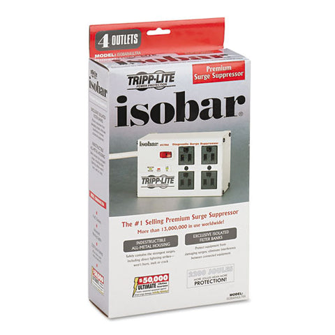 Isobar Surge Protector, 4 Outlets, 6 Ft Cord, 3330 Joules, Diagnostic Leds