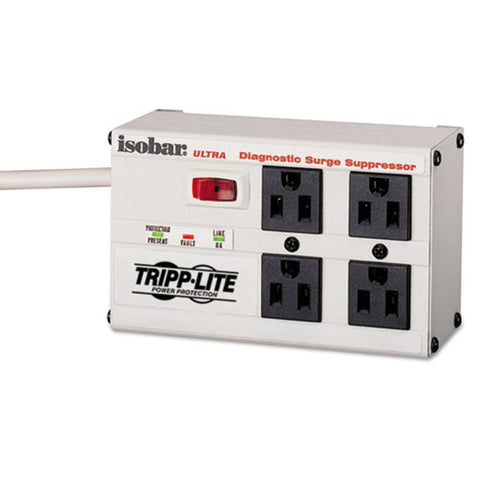 Isobar Surge Protector, 4 Outlets, 6 Ft Cord, 3330 Joules, Diagnostic Leds