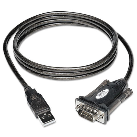 Usb-a To Serial Adapter Cable, Db9 (m-m), 5 Ft., Black