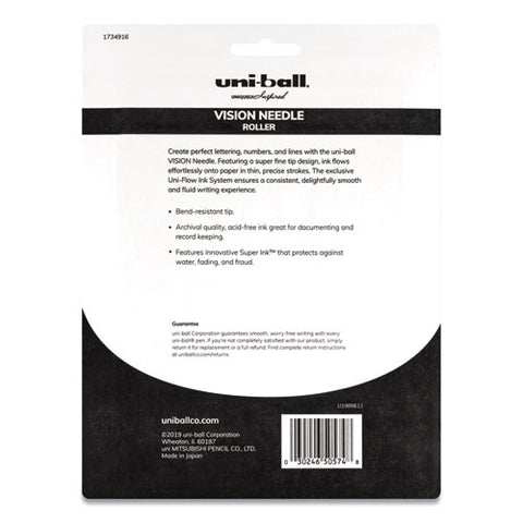 Vision Needle Stick Roller Ball Pen, Fine 0.7mm, Assorted Ink, Silver Barrel, 8-set