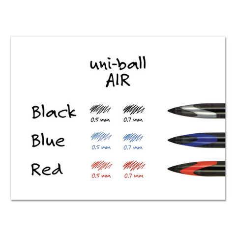 Air Porous Rollerball Pen, Medium 0.7 Mm, Blue Ink, Black Barrel, Dozen
