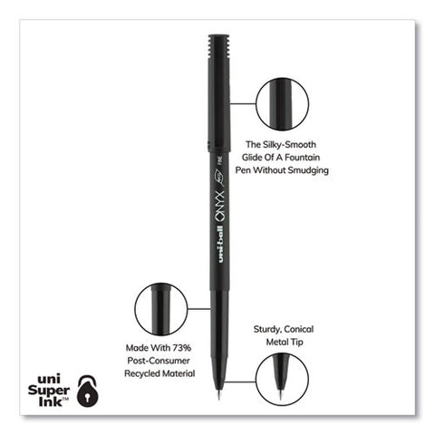 Onyx Stick Roller Ball Pen, Fine 0.7 Mm, Blue Ink, Black Matte Barrel, 72-pack
