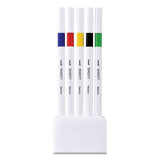 Emott Porous Point Pens, Fine 0.4 Mm, Assorted Ink, White Barrel, 5-set