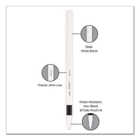 Emott Ever Fine Porous Point Pens, Fine 0.4 Mm, Assorted Ink, White Barrel, 40-set