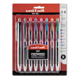 Signo 207 Retractable Gel Pen, Medium 0.7 Mm, Assorted Ink, Black Barrel, 8-set