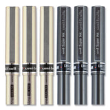 Deluxe Stick Roller Ball Pen, Micro 0.5 Mm, Black Ink, Metallic Gray Barrel, Dozen