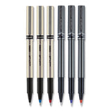 Deluxe Stick Roller Ball Pen, Micro 0.5 Mm, Blue Ink, Metallic Gray Barrel, Dozen