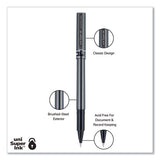 Deluxe Stick Roller Ball Pen, Micro 0.5 Mm, Blue Ink, Metallic Gray Barrel, Dozen