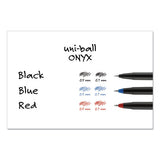 Onyx Stick Roller Ball Pen, Micro 0.5 Mm, Blue Ink, Black Matte Barrel, Dozen