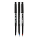 Onyx Stick Roller Ball Pen, Micro 0.5 Mm, Blue Ink, Black Matte Barrel, Dozen